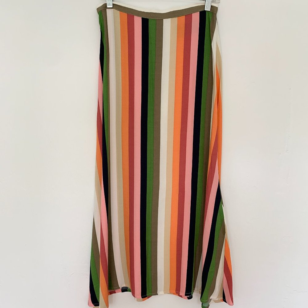 Reformation Bea rainbow striped skirt